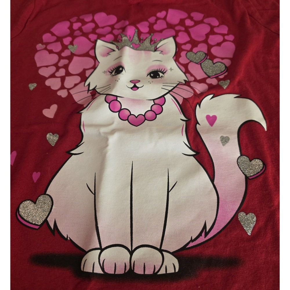 Girls Kitty Kat Valentine's Day Shirt - Picture 2 of 2